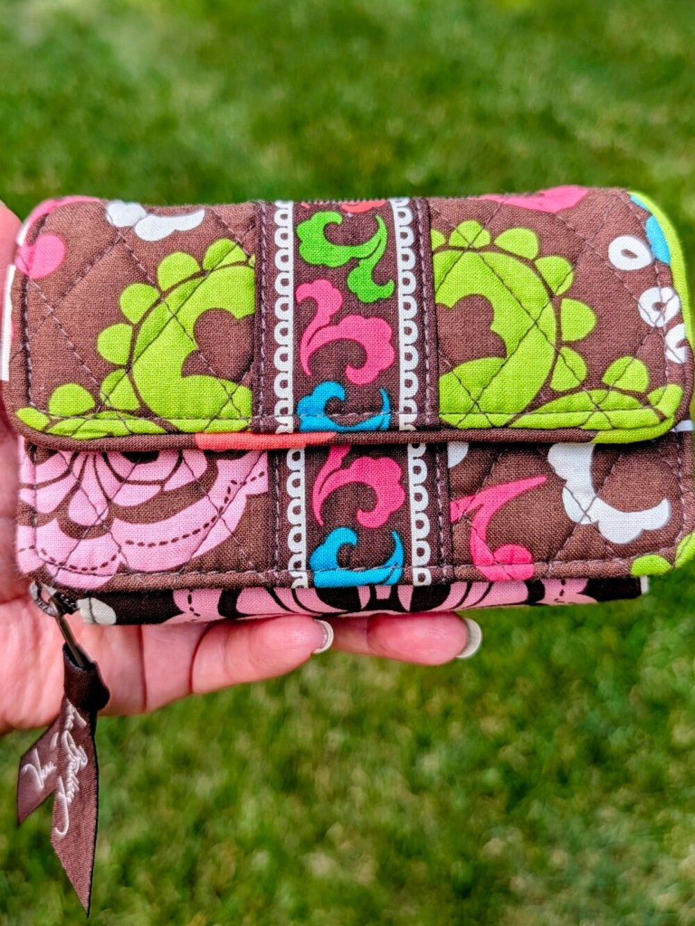 Vera Bradley All In one Lola Quilted Brown and Pink Crossbody Bag - NWT